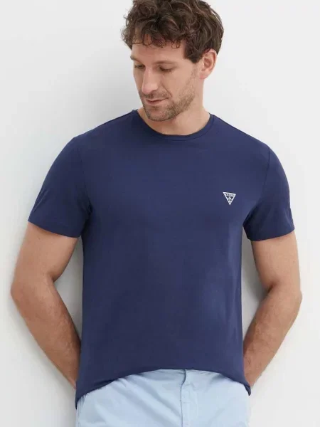 Тениска Guess CALEB с изчистен дизайн тъмносиньо