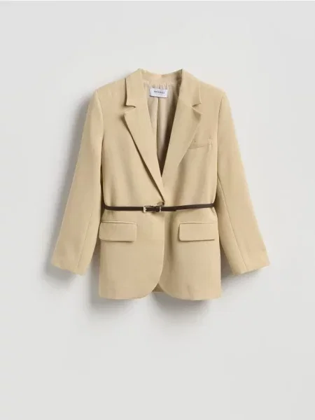 Reserved Блейзер з поясом бежевий