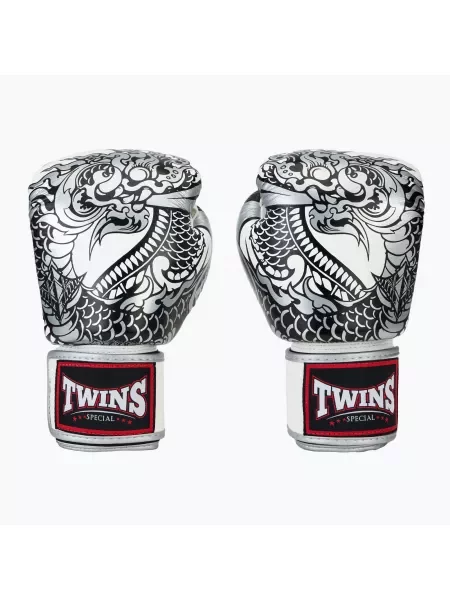 Rękawice bokserskie Twins Special Fancy white/silver białe