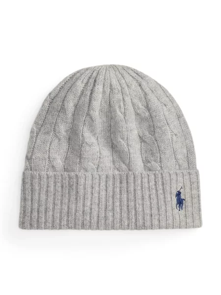 Czapka wełniana z wyhaftowanym logo Polo Ralph Lauren szara