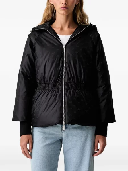 Geacă Armani Exchange cu glugă cu imagine cu cordon negru