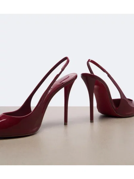 Kožené lakované lodičky Christian Louboutin s otvorenou pätou červená