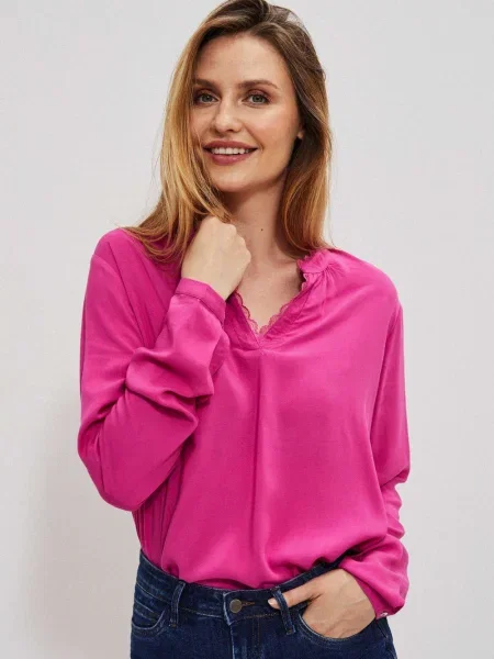 Cămașă Moodo din dantelă albastru