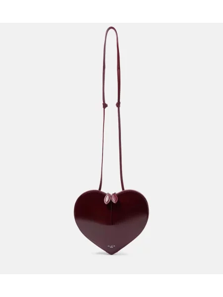 Usnjena lakirana torbica Alaia bordo