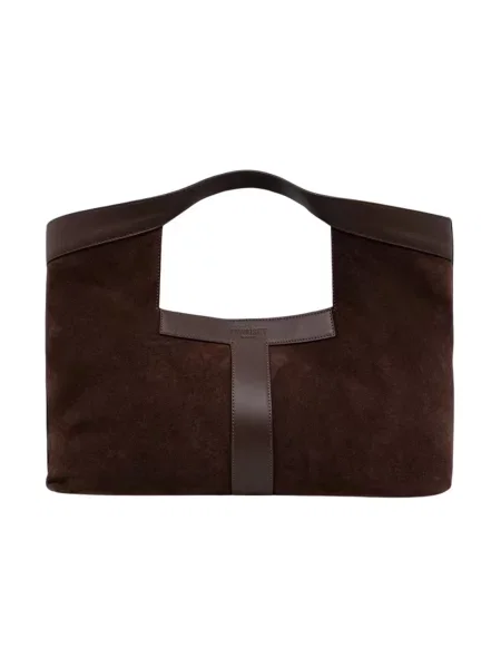 Twinset torebka shopper zamszowa brązowa