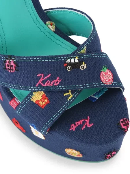 Kurt Geiger London magas szandál Embroidery Platform Navy Canvas kék