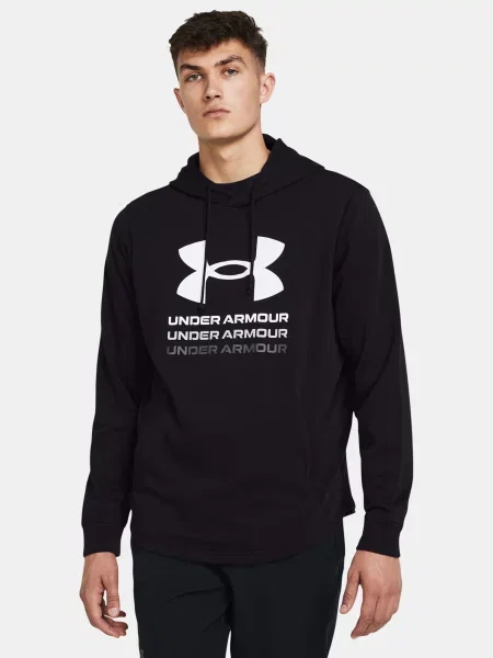 Frotir hoodie Under Armour s kapuco črna