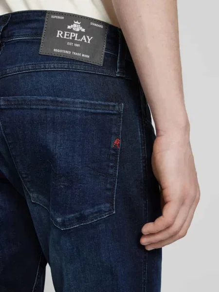 Jeansy o kroju slim fit z 5 model ‘ANBASS’ Replay niebieskie