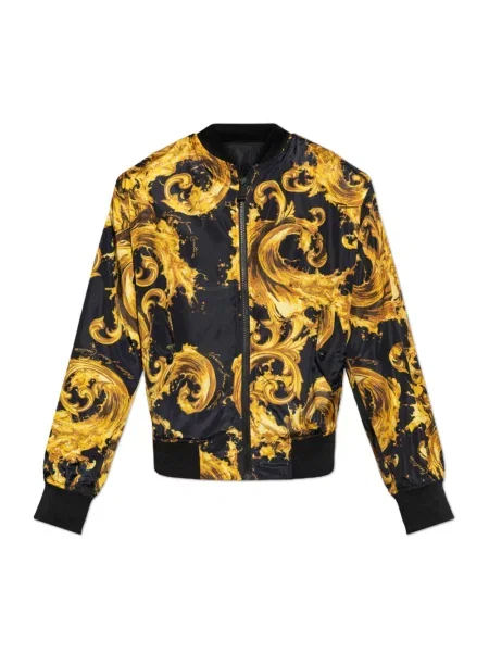 Kurtka jeansowa Versace Jeans Couture z nadrukiem dwustronna czarna