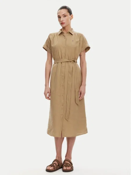 Tommy Hilfiger Rochie tip cămașă Ess bej