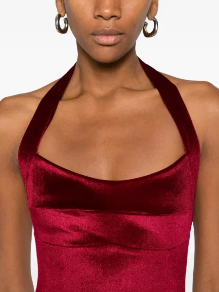 Кадифена макси рокля Atu Body Couture с халтер деколте червено