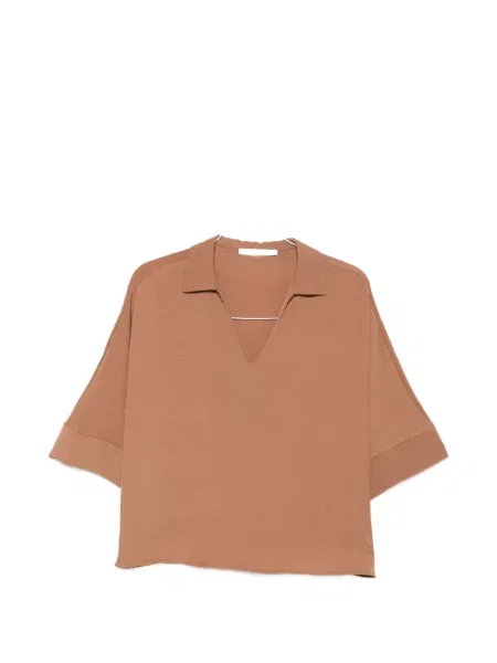 Bluzka Philia Loft z dekoltem w serek brązowa