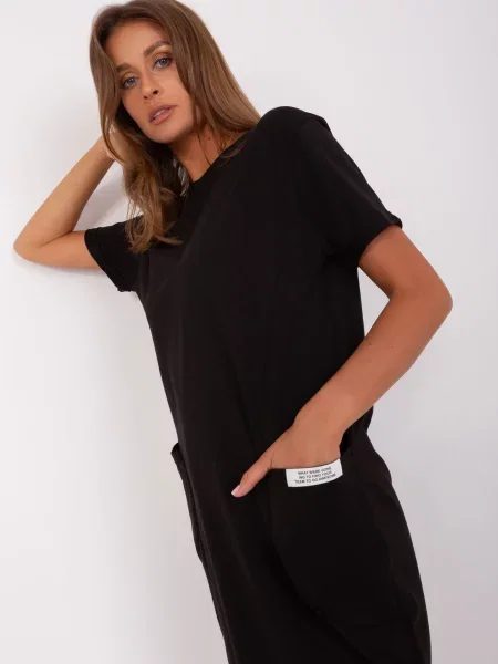 Rochie Rue Paris din jerseu negru