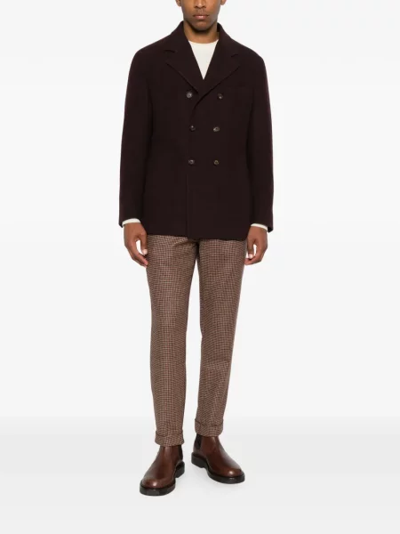 Pantaloni Eleventy cu model pepito cu cordon maro
