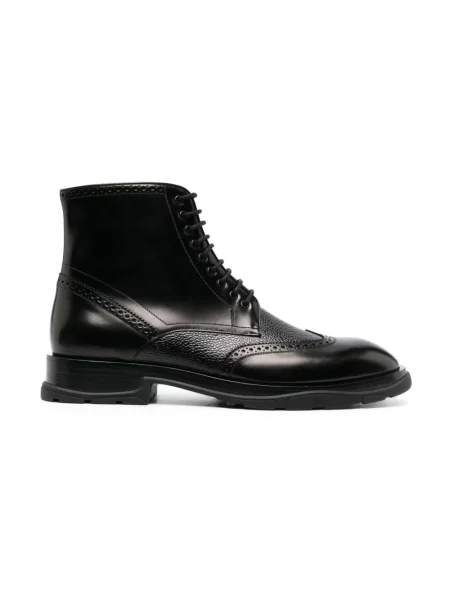 Botki Alexander Mcqueen sznurowane koronkowe czarne