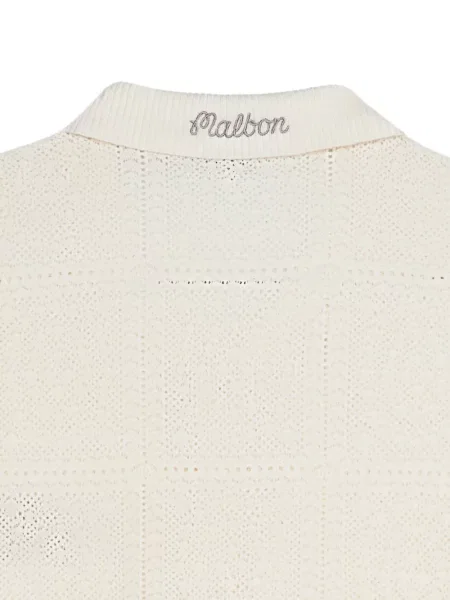 Golf cardigan Malbon Golf tricotate alb