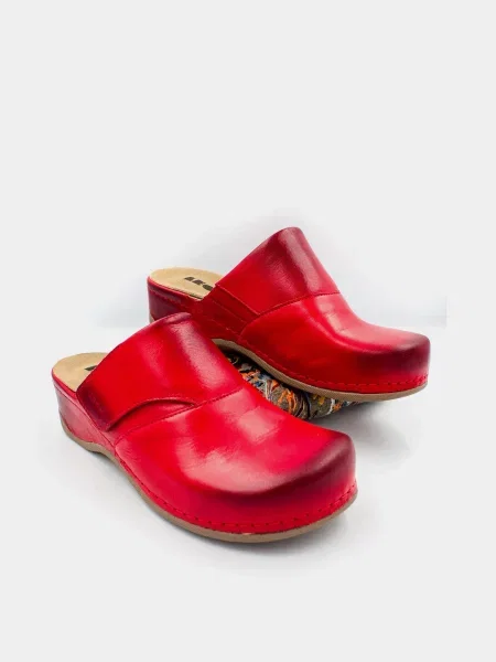 Кожаные сабо Leon красные
