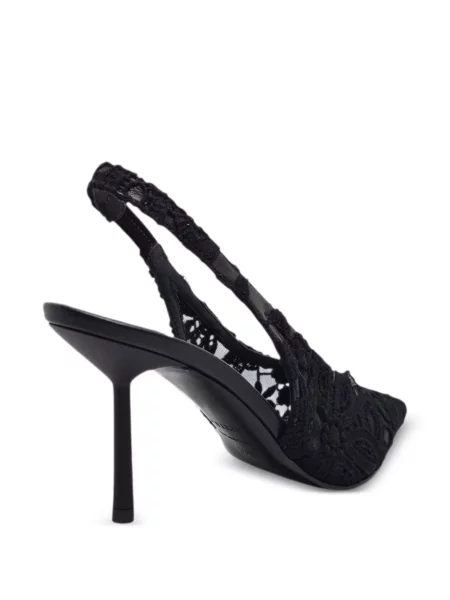 Pantofi cu toc Le Silla din dantelă slingback negru