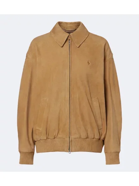 Geacă Polo Ralph Lauren din piele de căprioară bej