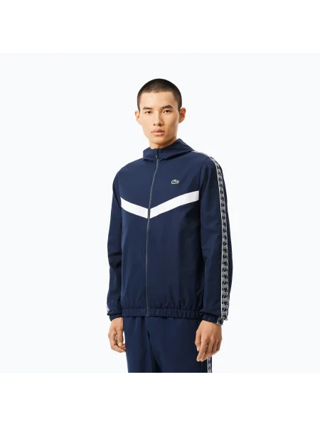 Мъжко яке Lacoste тъмно синьо/бяло бяло