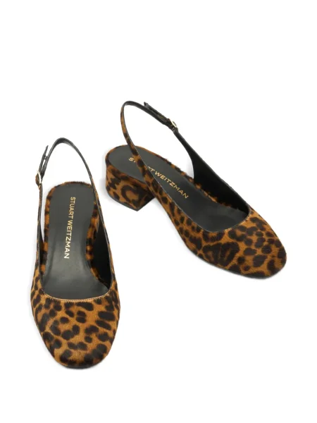 Pantofi cu toc Stuart Weitzman cu model leopard slingback maro
