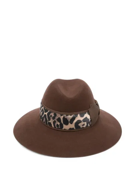 Căciulă Borsalino cu funde cu model leopard maro