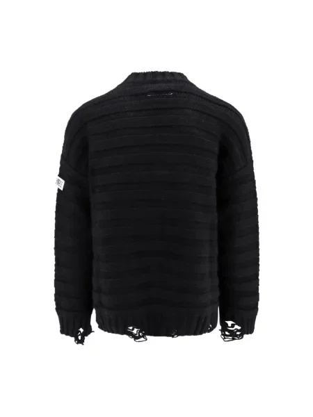 Kardigan Mm6 Maison Margiela z dekoltem w serek czarny