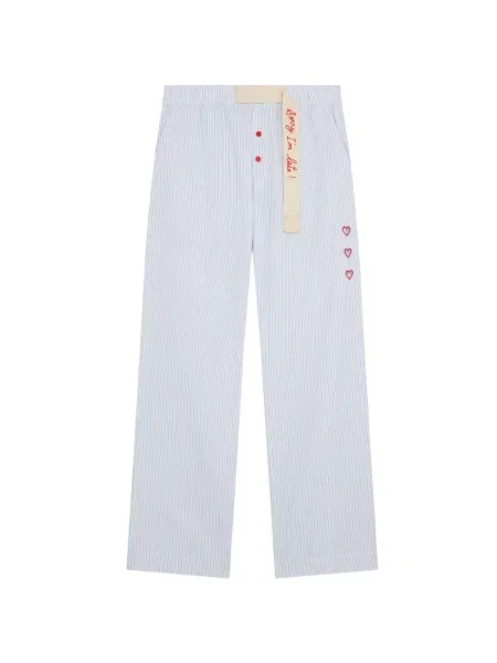 Pantaloni Mira Mikati cu broderie cu dungi alb