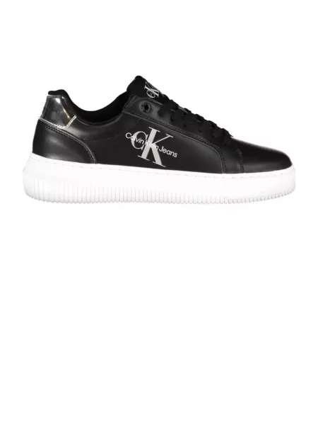 Trampki Calvin Klein skórzane z nadrukiem chunky czarne