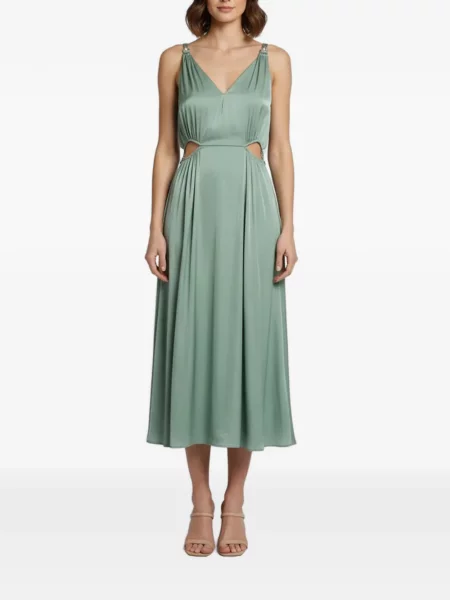 Rochie midi Maje fără mâneci ajurata verde