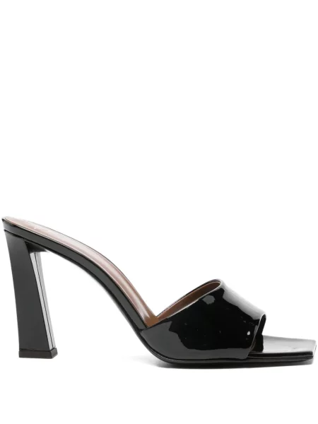 Papuci tip mules Giuseppe Zanotti cu vârf pătrat negru