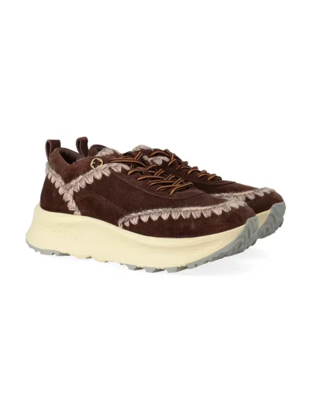 Sneakersy Mou sznurowane wełniane brązowe