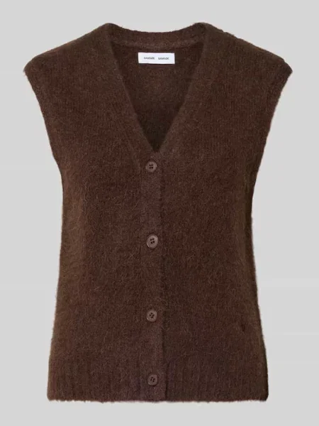 Kamizelka z mieszanki wełny z alpaki z dekoltem w serek model ‘JEANNE’ Samsoe Samsoe