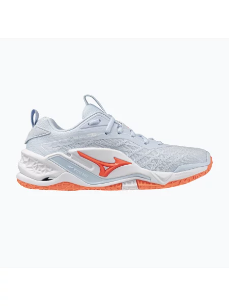 Încălțăminte de handbal pentru femei Mizuno Wave Stealth Neo blue finch/lava orange/white alb