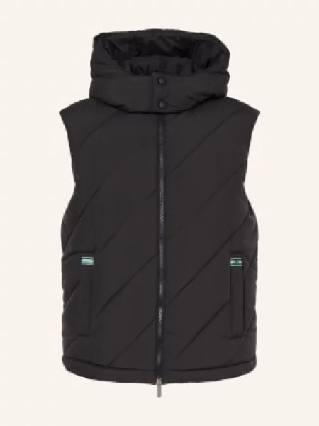 Off-White Kamizelka Pikowana Z Odpinanym Kapturem schwarz biały