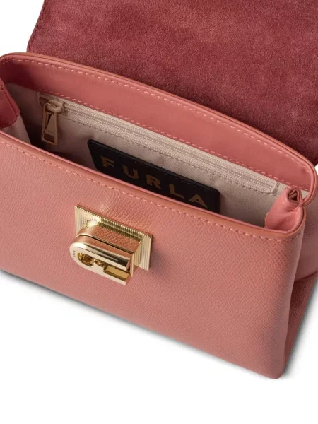 Geantă shopper Furla cu autograf roz