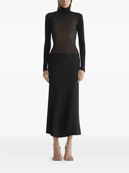 Rochie maxi Mugler lungă de costum negru
