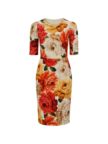 Rochie midi Dolce & Gabbana cu model floral cu imagine roșu