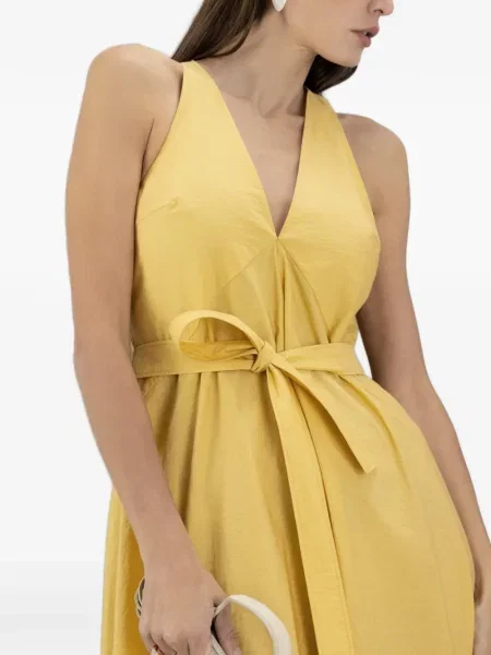 Rochie Brunello Cucinelli cu decolteu în V galben