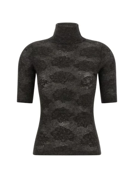 Scurt pulover Brunello Cucinelli ajurat maro