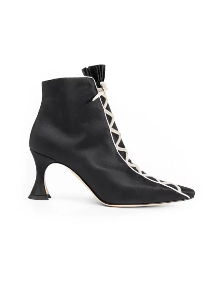 Botki Manolo Blahnik skórzane czarne