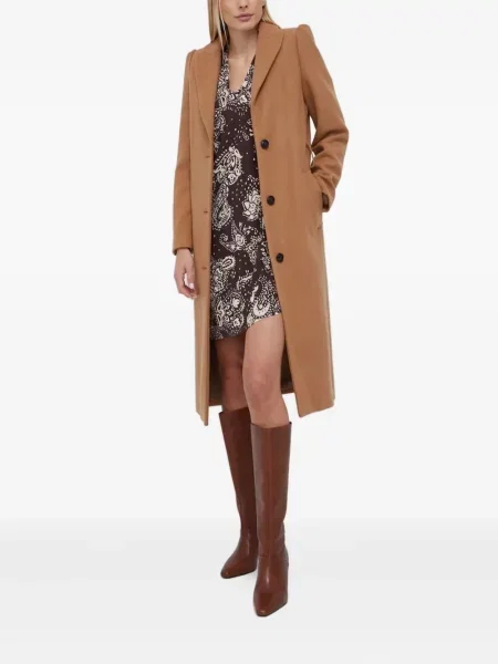 Rochie mini Sisley cu imagine cu decolteu în V cu model paisley maro