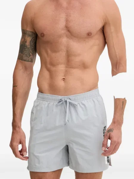 Slip de baie Nike cu gât halter cu imagine cu imprimeu geometric negru