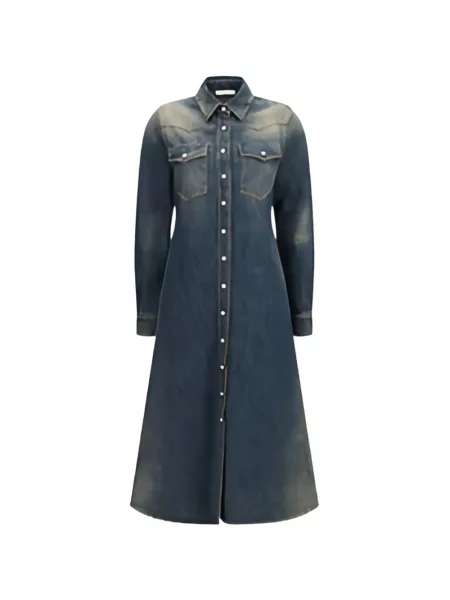 Rochie din denim Fendi albastru