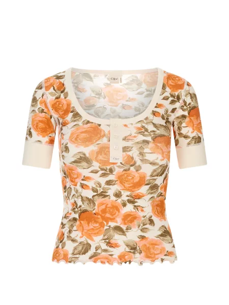 Tricou Chloé cu model floral tricotate cu imagine