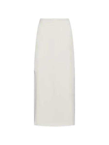 Maksi spódnica maxi Seventy z rozcieciem biała