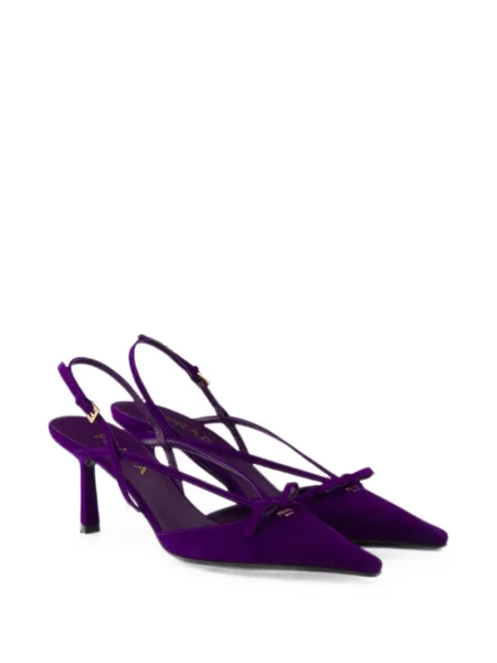 Pantofi cu toc Prada din piele de căprioară slingback violet