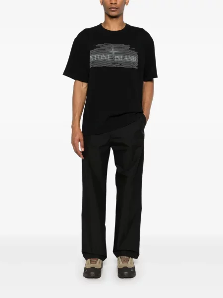 Tricou Stone Island din jerseu cu strasuri negru