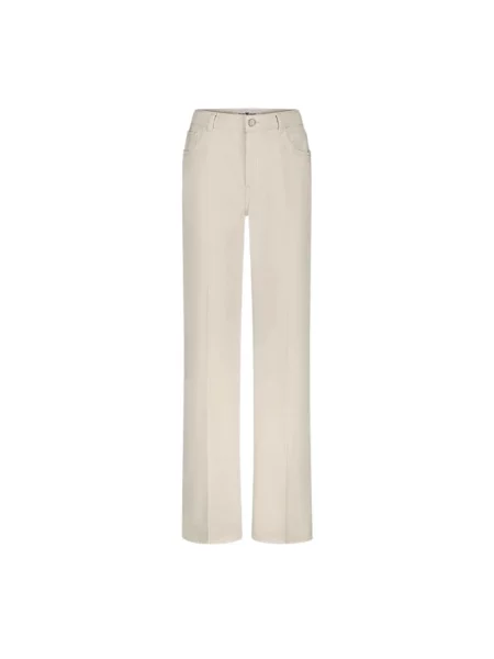 Jeansy straight leg Riani z logo beżowe