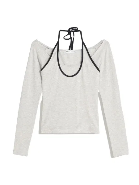 Bershka Tricou gri deschis negru